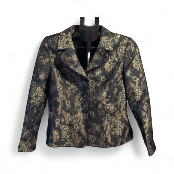Le Suit Green Floral Blazer Suit Jacket Size 8P Work Dressy Career - Picture 1 of 5